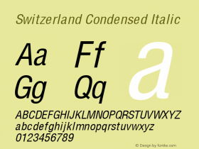 Switzerland Condensed Italic 0.0图片样张