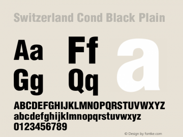 Switzerland Cond Black Plain 0.0 Font Sample