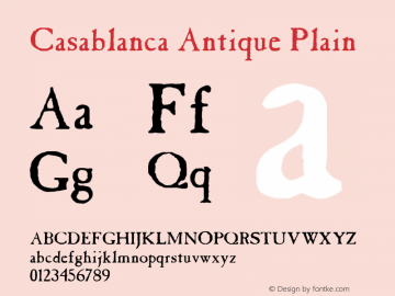 Casablanca Antique Plain 0.0 Font Sample