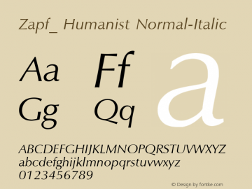 Zapf_ Humanist Normal-Italic 001.000 Font Sample