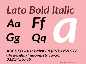 Lato Bold Italic Version 2.007; 2014-02-27图片样张