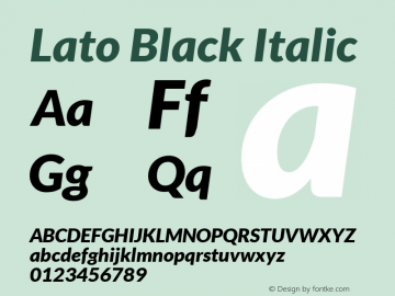 Lato Black Italic Version 1.010; Western character set图片样张
