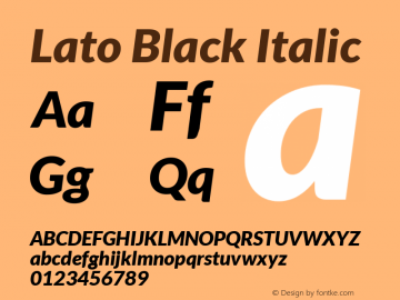 Lato Black Italic Version 1.105; Western+Polish opensource Font Sample