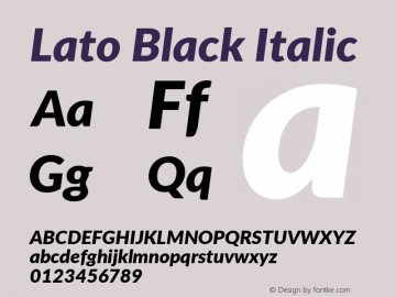 Lato Black Italic Version 2.010; 2014-09-01; http://www.latofonts.com/图片样张