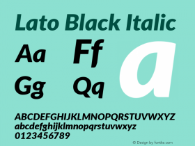 Lato Black Italic Version 2.007; 2014-02-27 Font Sample