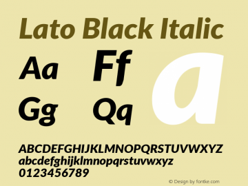 Lato Black Italic Version 2.007; 2014-02-27图片样张