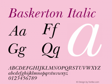 Baskerton Italic Rev. 002.001 Font Sample