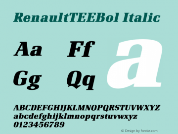 RenaultTEEBol Italic Version 001.005 Font Sample