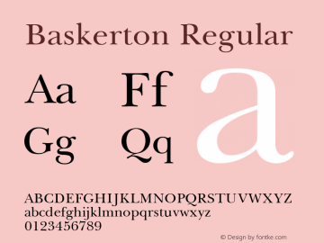 Baskerton Regular Rev. 002.001 Font Sample