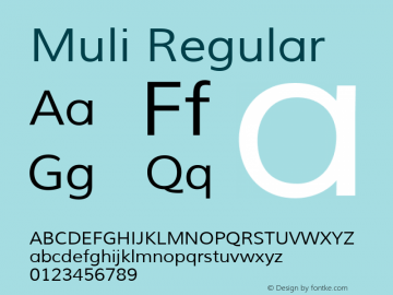 Muli Regular Version 1.000 Font Sample