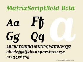 MatrixScriptBold Bold Version 001.000图片样张