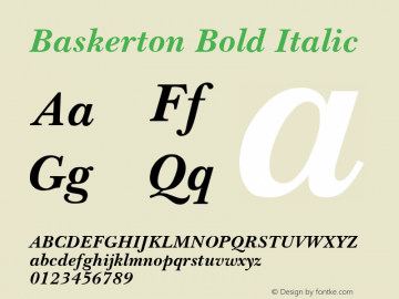 Baskerton Bold Italic Rev. 002.001 Font Sample