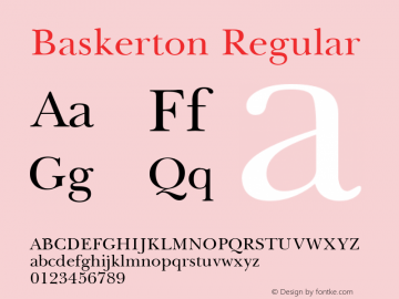 Baskerton Regular Rev. 002.02q Font Sample
