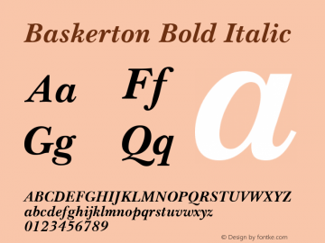 Baskerton Bold Italic Rev. 002.02q Font Sample