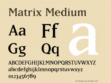 Matrix Medium Version 001.001 Font Sample