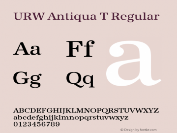 URW Antiqua T Regular Version 001.005 Font Sample