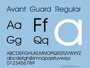 Avant Guard Regular Rev. 003.0 Font Sample