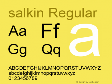 salkin Regular Version 2.60 January 14, 2005 Font Sample