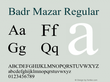 Badr Mazar Regular Glyph Systems 5-April-96 - Masoud Mazar图片样张