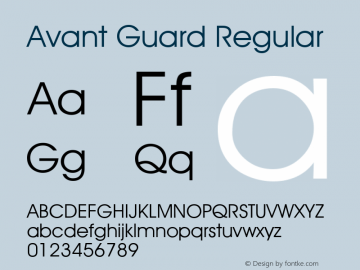 Avant Guard Regular Rev. 002.02 Font Sample