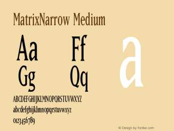 MatrixNarrow Medium Version 001.000 Font Sample