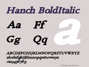 Hanch BoldItalic Version 1.00 Font Sample