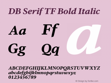 DB Serif TF Bold Italic Version 1.000;PS 2.00;hotconv 1.0.38 Font Sample