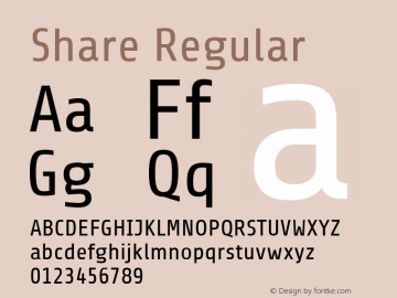 Share Regular Version 1.001 Font Sample