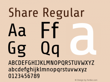 Share Regular Version 1.001 Font Sample