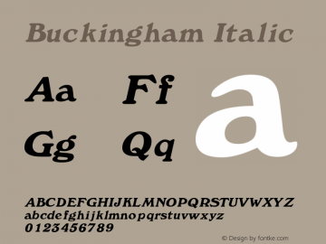 Buckingham Italic Rev. 003.000 Font Sample