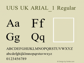 UUS UK ARIAL_1 Regular Version 1.00 August 24, 2004, initial release图片样张