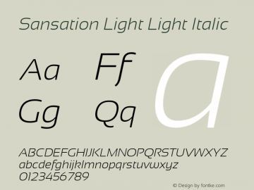 Sansation Light Light Italic Version 1.3 Font Sample