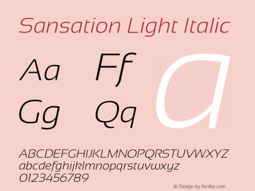 Sansation Light Italic Version 1.31 Font Sample