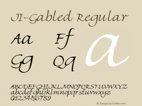 JI-Gabled Regular Macromedia Fontographer 4.1 5/28/2001图片样张