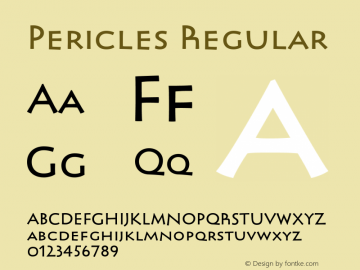 Pericles Regular Version 1.00 Font Sample