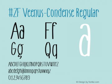 #ZF Veenus-Condense Regular Version 1.500 - 27/07/2005 - All Program Supported Font Sample