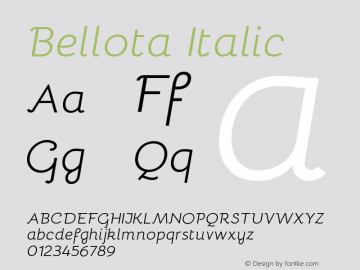 Bellota Italic Version 1.500;PS 001.500;hotconv 1.0.70;makeotf.lib2.5.58329 Font Sample