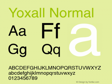 Yoxall Normal 1.0 Tue Jul 19 19:59:30 1994 Font Sample