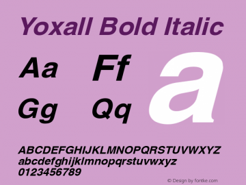 Yoxall Bold Italic 1.0 Tue Jul 19 20:10:49 1994 Font Sample