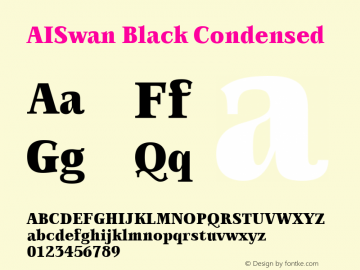 AISwan Black Condensed Version 001.000 Font Sample