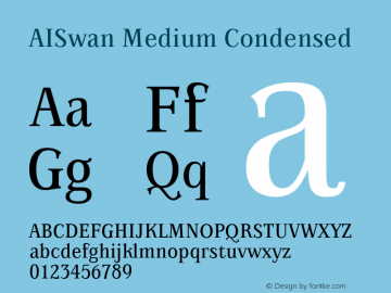 AISwan Medium Condensed Version 001.000 Font Sample