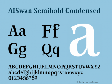 AISwan Semibold Condensed Version 001.000 Font Sample