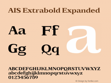 AIS Extrabold Expanded Version 001.000 Font Sample