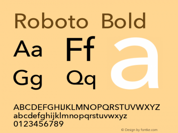 Roboto Bold Version 2.00 March 22, 2014 Font Sample