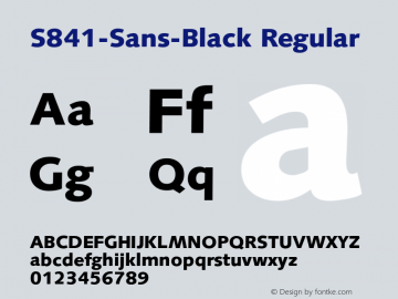 S841-Sans-Black Regular Version 1.0 20-10-2002 Font Sample