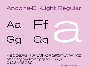 Ancona-Ex-Light Regular Version 1.0 08-10-2002 Font Sample