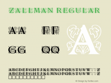 Zallman Regular Altsys Fontographer 3.5  7/1/92图片样张