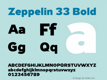 Zeppelin 33 Bold Version 1.000;PS 001.000;hotconv 1.0.38 Font Sample