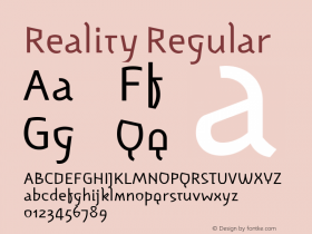 Reality Regular Version 001.000 Font Sample