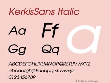 KerkisSans Italic Version 001.000 Font Sample